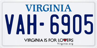 VA license plate VAH6905