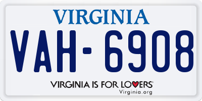 VA license plate VAH6908