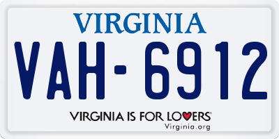 VA license plate VAH6912