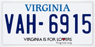 VA license plate VAH6915