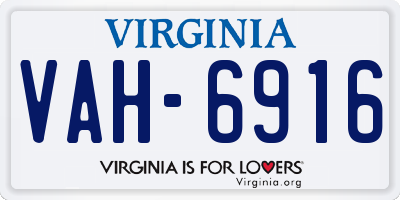 VA license plate VAH6916