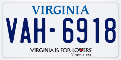 VA license plate VAH6918