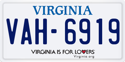 VA license plate VAH6919