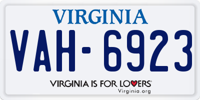 VA license plate VAH6923