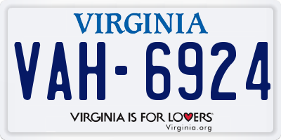 VA license plate VAH6924