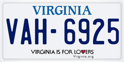 VA license plate VAH6925