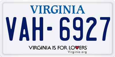 VA license plate VAH6927