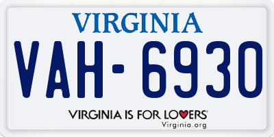 VA license plate VAH6930