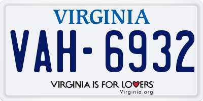 VA license plate VAH6932