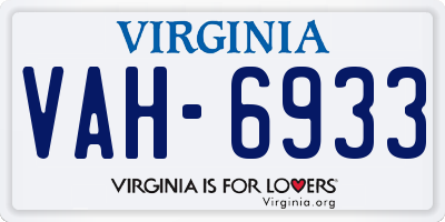 VA license plate VAH6933