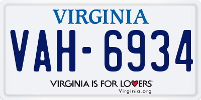 VA license plate VAH6934