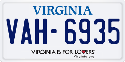 VA license plate VAH6935