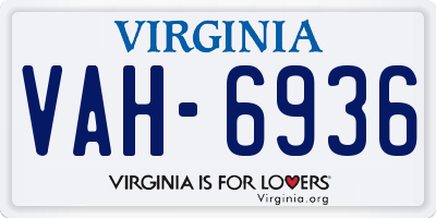 VA license plate VAH6936