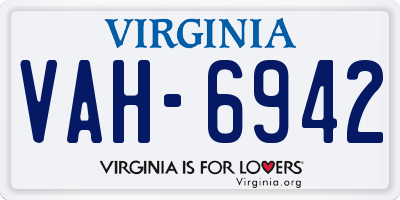 VA license plate VAH6942