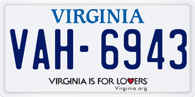 VA license plate VAH6943