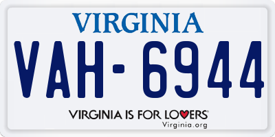 VA license plate VAH6944