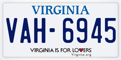 VA license plate VAH6945