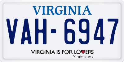 VA license plate VAH6947