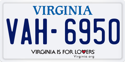 VA license plate VAH6950