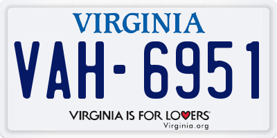 VA license plate VAH6951
