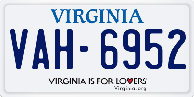 VA license plate VAH6952