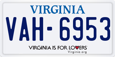 VA license plate VAH6953