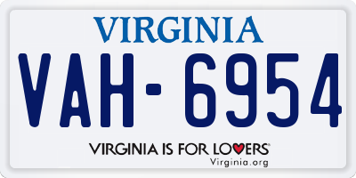 VA license plate VAH6954