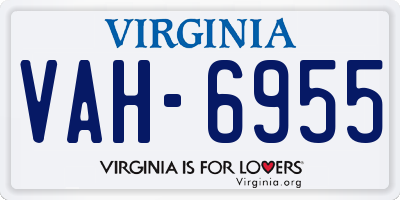 VA license plate VAH6955