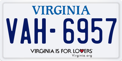 VA license plate VAH6957