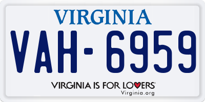 VA license plate VAH6959