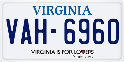 VA license plate VAH6960