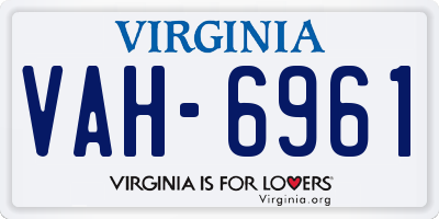 VA license plate VAH6961