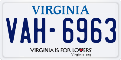 VA license plate VAH6963