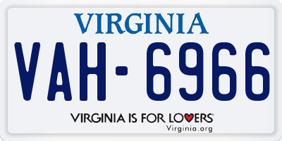 VA license plate VAH6966