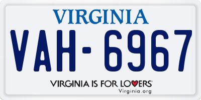 VA license plate VAH6967