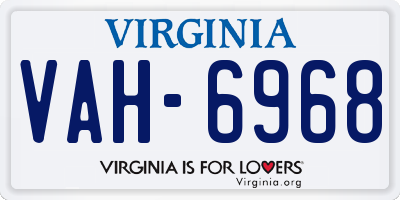 VA license plate VAH6968