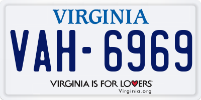 VA license plate VAH6969