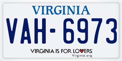VA license plate VAH6973