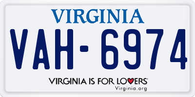 VA license plate VAH6974