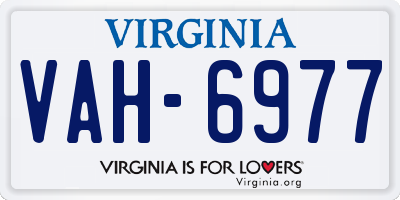 VA license plate VAH6977