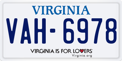 VA license plate VAH6978