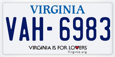 VA license plate VAH6983