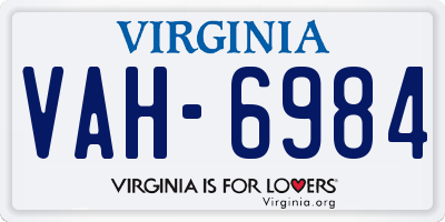 VA license plate VAH6984