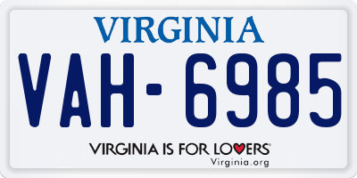 VA license plate VAH6985