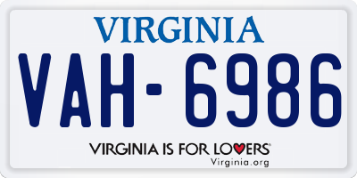 VA license plate VAH6986
