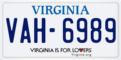VA license plate VAH6989
