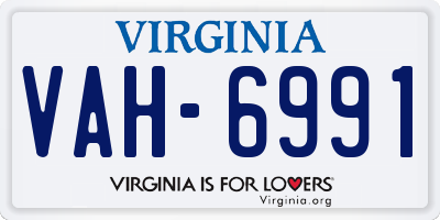VA license plate VAH6991