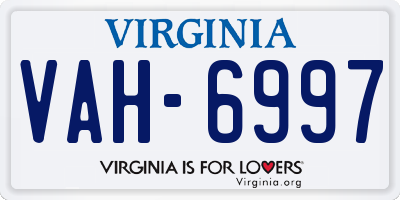 VA license plate VAH6997