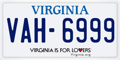 VA license plate VAH6999