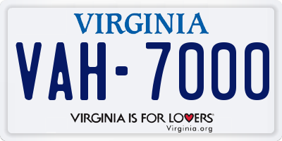 VA license plate VAH7000